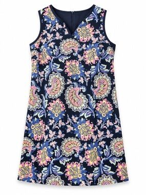 Talbots Navy Paisley Floral Sleeveless Dress